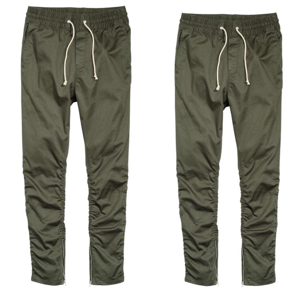 Olive Green Twill Joggers
